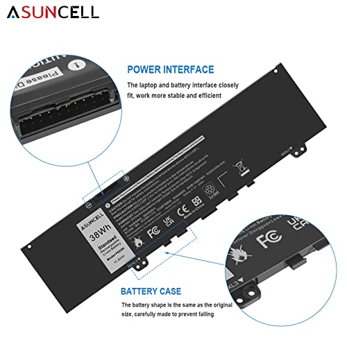 Image of ASUNCELL 38Wh F62G0 Battery for Dell Inspiron 13 7000 7373 7386 2 in 1 Series Vostro 13 5000 5370 13-5370 P83G P87G P91G Series F62GO 39DY5 RPJC3
