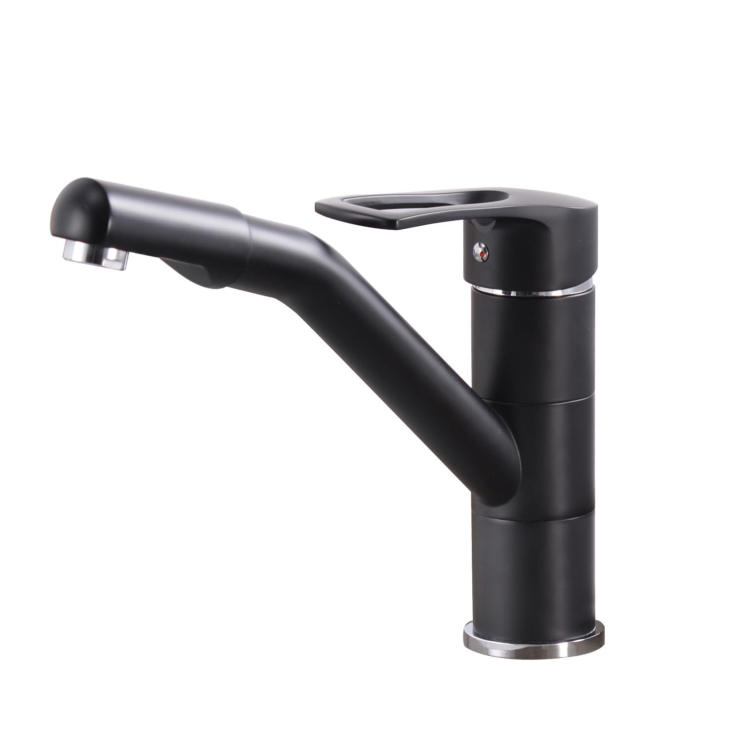 Rubinetto da cucina, rubinetto da cucina con miscelatore monocomando, cartuccia in ceramica con rubinetto girevole a 360° (convenzionale freddo, nero)