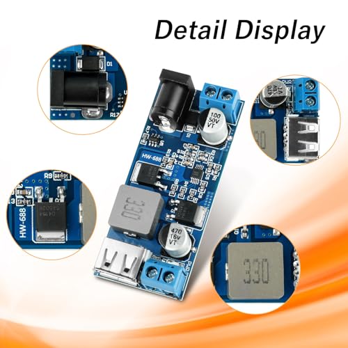 24V/12V zu 5V 5A DC-DC USB Step Module down, Fastsaw Buck Converter Modul mit Synchronem Gleichrichter, für Auto und Wohnmobil mit Überlast-, Kurzschluss- und Verpolungsschutz.