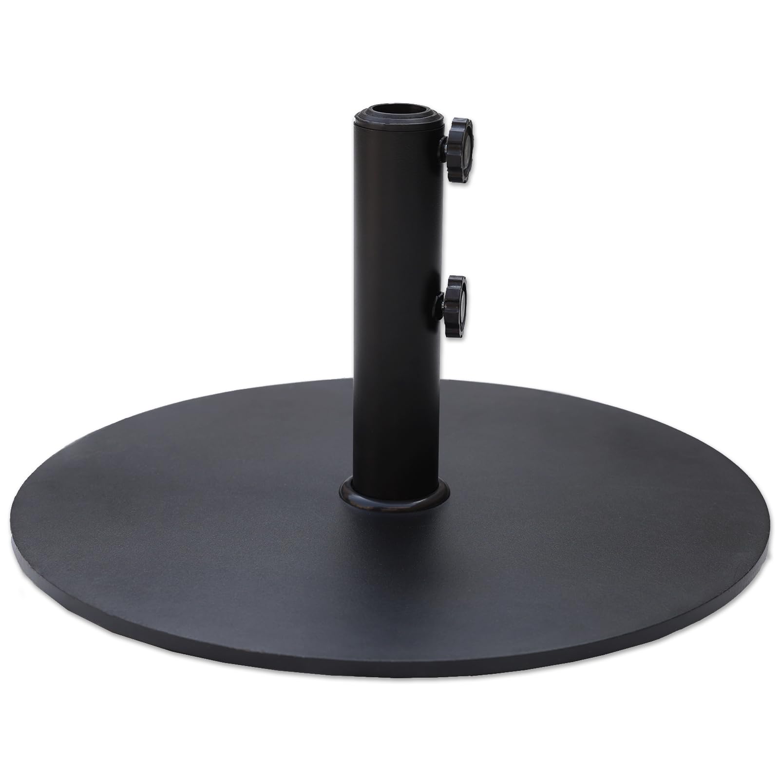 c-hopetree 34 lb round steel plate patio umbrella base, heavy duty stand weight with 4 anti-slip pads for outdoor market table umbrella, black