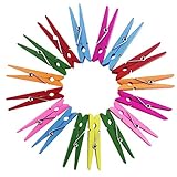 Etmact 2 3/8 inch Wood Craft Spring Clothespins Assorted Colors - Pack of 50