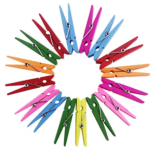 Etmact 2 3/8 inch Wood Craft Spring Clothespins Assorted Colors - Pack of 50 Wood Crafts Clothespins Wooden Clothespins Wood Clothespins Wood Products Clothespin Crafts Colored Clothespins