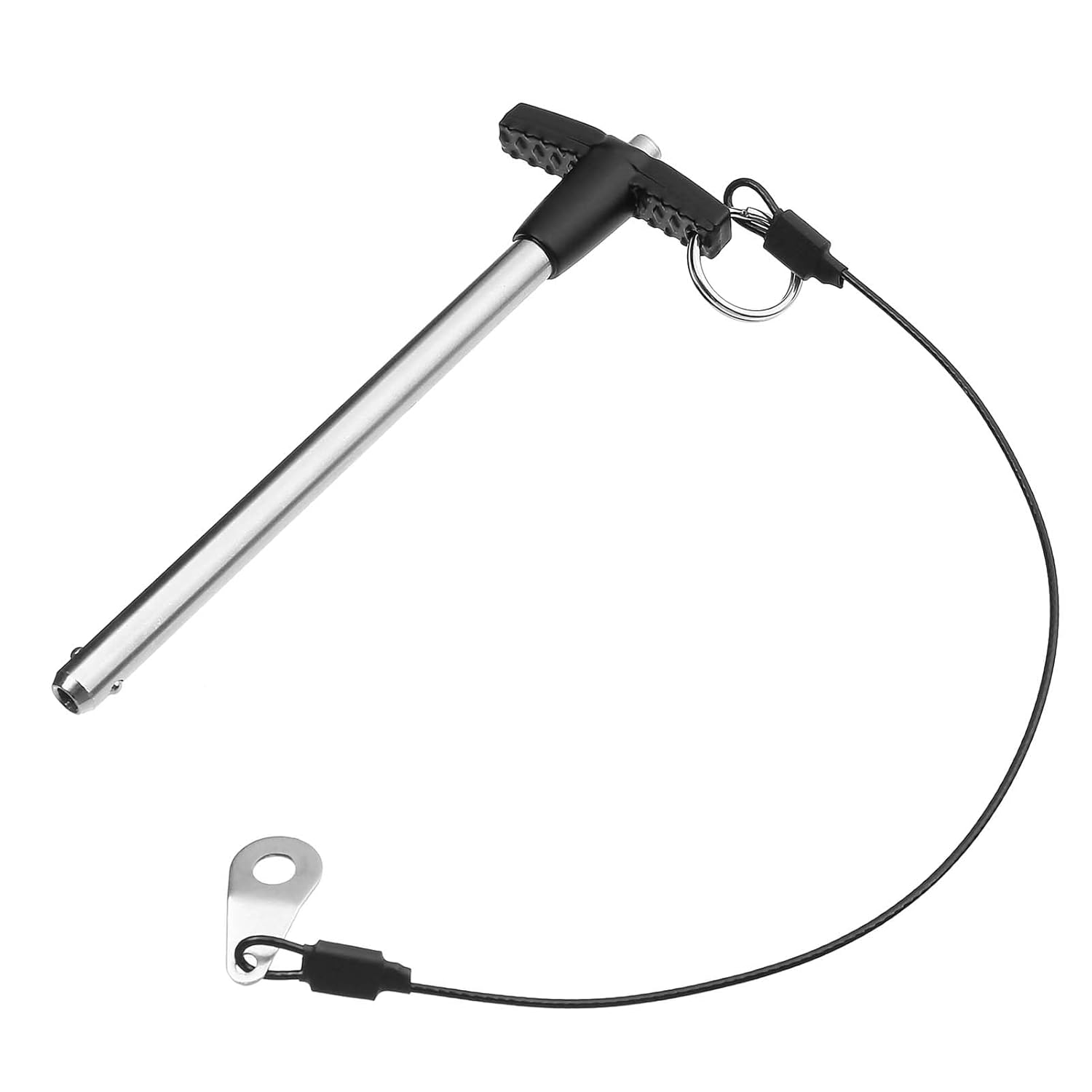 2 Pack T Handle Quick Release Pin 5/16 Inch Diameter ,Stainless Steel Ball Locking Pin with Push Button Lanyard Cable Usable Length 3.94"(8*100mm)
