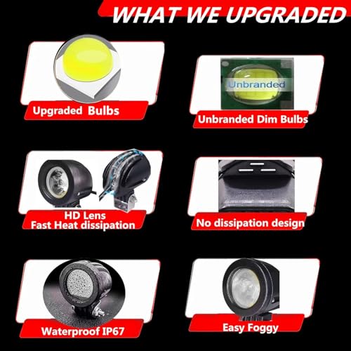Ourbest motorcycle lights, 2inch Motorcycle Fog Lights Fork Tube led driving lights for Motorbike ATV Bicycle Accent Off Road Lighting (White) - Thumbnail 2