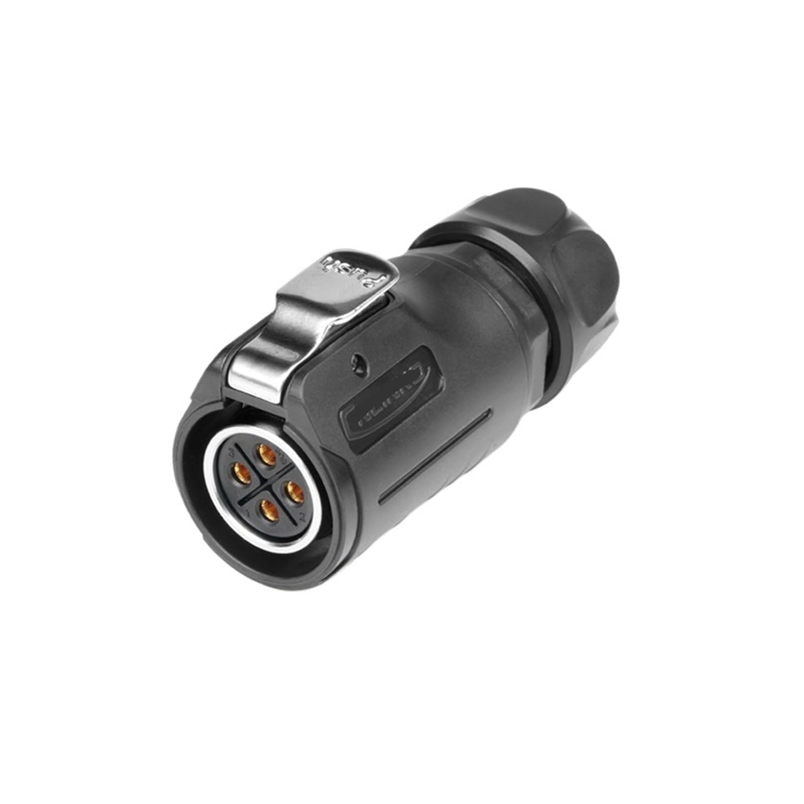 Conector LP20 4 pines hembra impermeable con rosca antivibración para panel