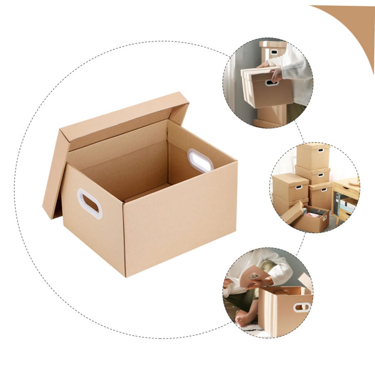 DOITOOL Papierablagebox aus Khaki Papier mit Deckel Tragbare Aktentasche und Akteneinsicht für Büro und Schule Stilvoller Aktenorganizer für Zuhause Dokumentenaufbewahrungskoffer