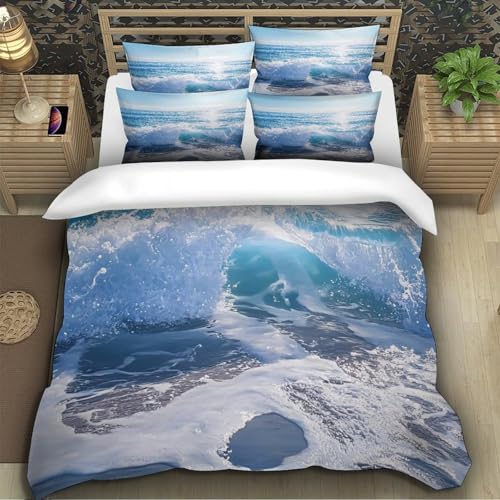 Housse de couette microfibre inaltérable imprimé 3D haute définition bord de mer - 5