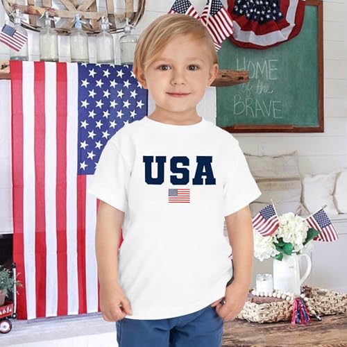 Image of 4th of July Shirts Toddler Boys Girls American Flag USA T-Shirt Kids Patriotic Tee Tops