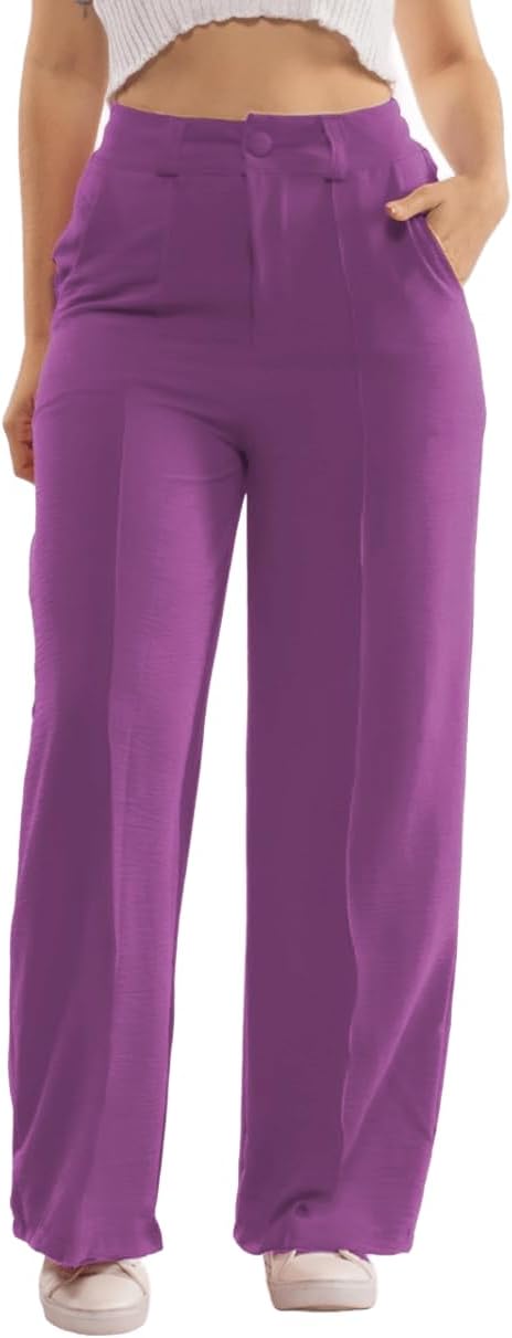 Calça Feminina de Tecido Duna – Cintura Alta, Pantalona com Bolsos e Caimento Leve CL-005