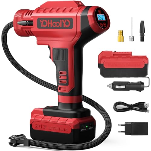 YOHOOLYO Compressore Aria Portatile per Pneumatici 150PSI Manometro Digitale LCD, luci a LED, Adatta...