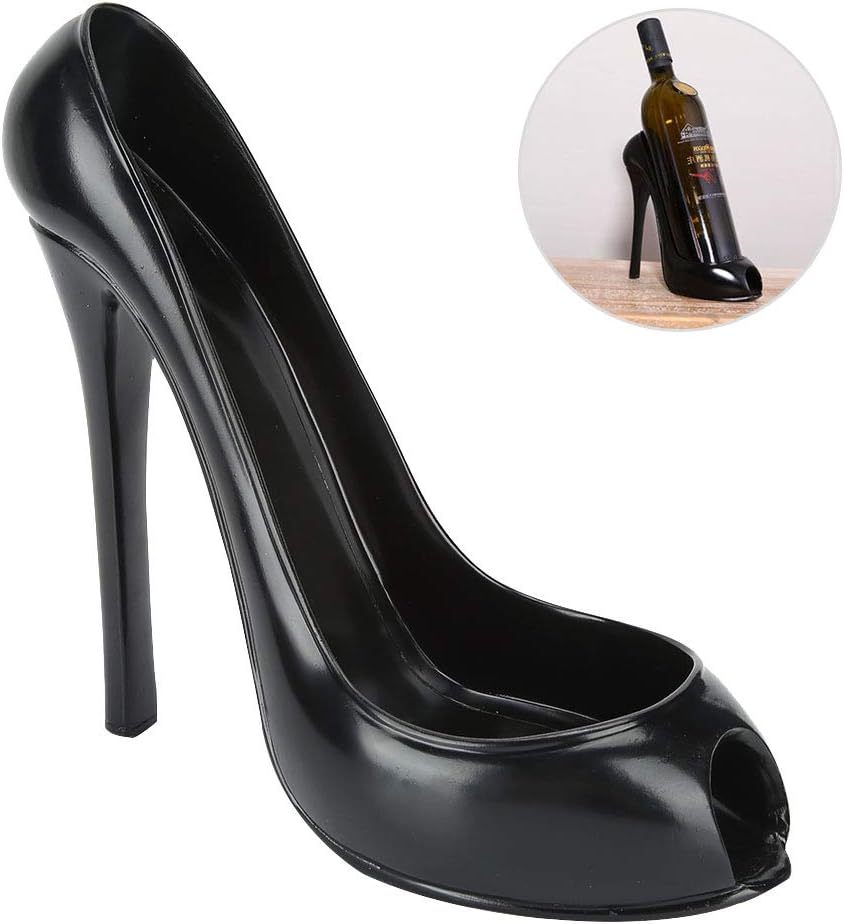 High Heel Wine Holder, Black High Heel Shaped Wine Bottle Holder Shoe Shape Wine Rack Wine Bottle Holder Display Stand for Wedding Party Home Decor