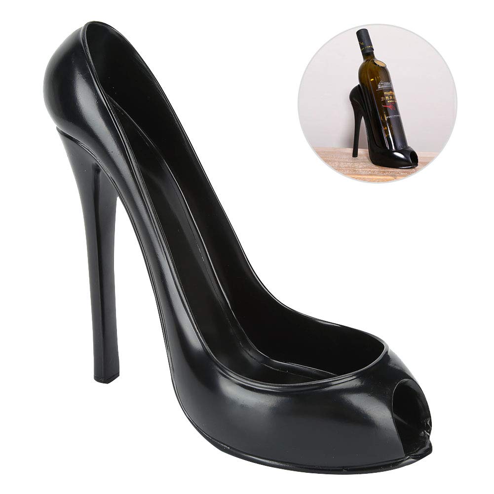 Tissting Porte-Bouteilles à Talons Hauts 22 cm/8.7 Pouces Noir Support de Vin - Support de Vin Autoportant pour Maison Salon Bar Décoration Unique Cadeau Créatif