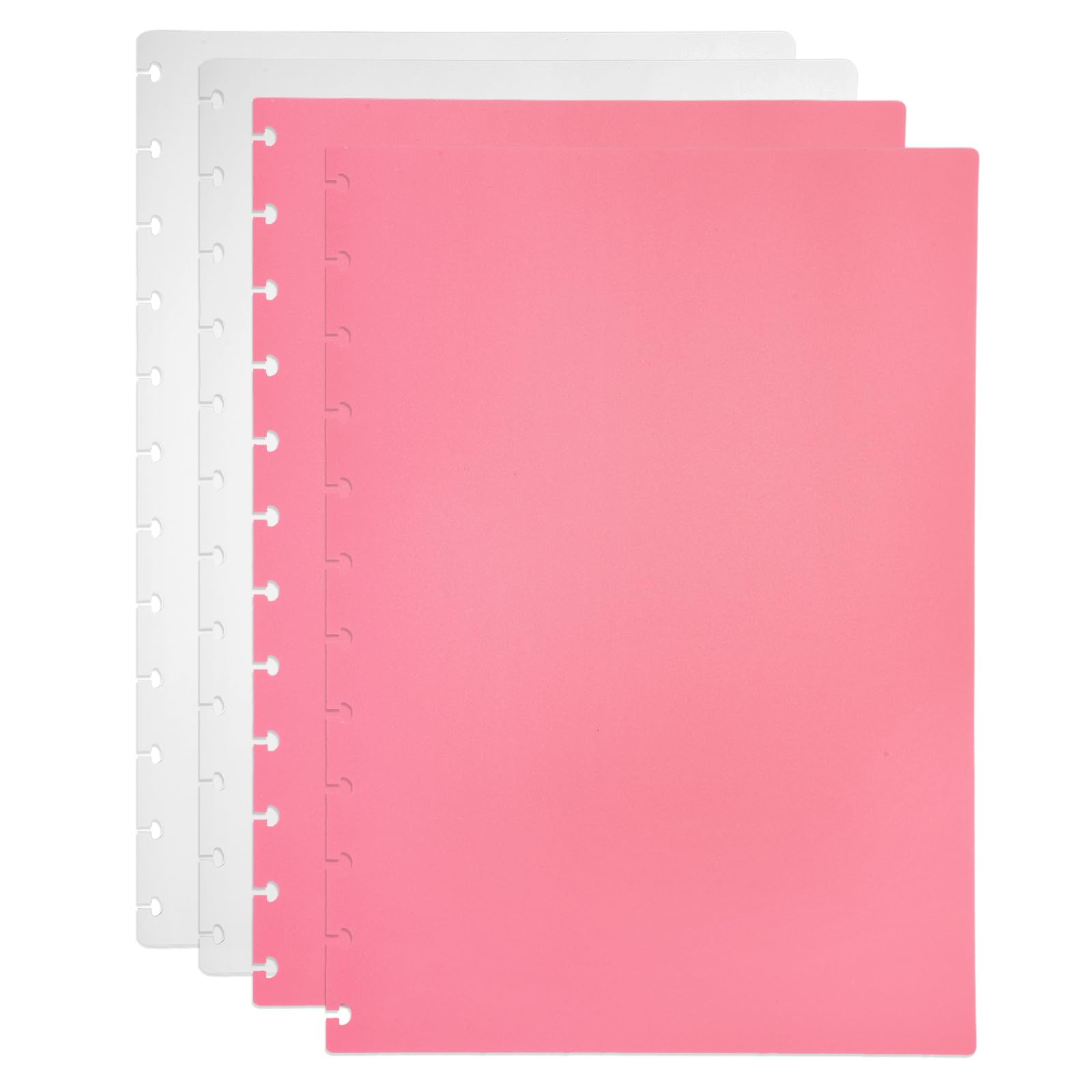 PATIKIL 1 Set Discbound Notebook Cover, 11.8 x 8.5 A4 Letter Size PP Disc Planner Cover for Notebook Planner Office Product, White/Pink