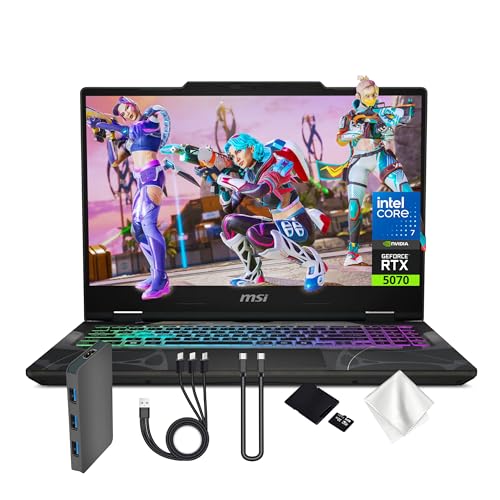 Image of msi Cyborg 15 15.6 inch FHD 144Hz Gaming Laptop, Intel Core 7-240H, NVIDIA GeForce RTX 5070 8G GDDR7, 64GB DDR5, 5TB Storage(4TB SSD&1TB Docking Station Set), 4-Zone RGB Keyboard, Wi-Fi 6E, Win 11, Black