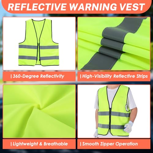 Image of NATGAI 6 Pack Emergency Warning Kit 3 Triangles + 3 Vests with Storage Case