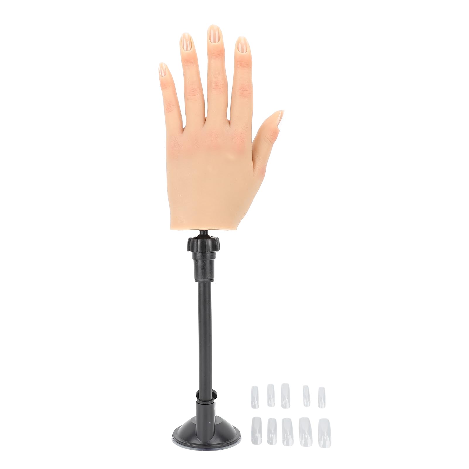 FILFEEL Mano, Mano de Maniquí de Silicona Gruesa Reutilizable con Soporte de Ventosa Ajustable 360 ​​para Uñas Acrílicas Práctica Exhibición de Arte de Uñas (izquierda)