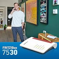AVM FRITZ!Box 7530 WLAN AC+N Router (DSL/VDSL 866 MBit/s (5GHz) & 400 MBit/s (2,4 GHz), bis zu 300 MBit/s mit VDSL-Supervectoring 35b, WLAN Mesh, DECT-Basis, Media Server, Rot, Weiß) (Generalüberholt) – Ansicht 4