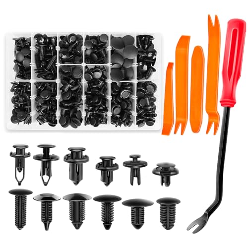 GOOACC - GRC-33 240PCS Bumper Retainer Clips Car Plastic Rivets Fasteners Push Retainer Kit Most Popular Sizes Auto Push Pin Rivets Set -Door Trim Panel Fender Clips for GM Ford Toyota Honda Chrysler