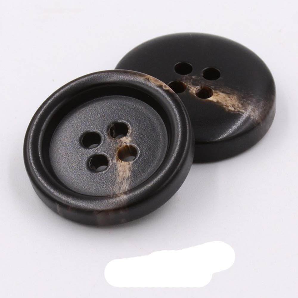 10PCS Clothes Buttons - Fashion Horn Sewing Button 4 Holes Round Shaped Button Set for Men Women Sweaters, Uniform, Shirt, Blazer, Coat and Jacket (Coffee-3, 25mm)
