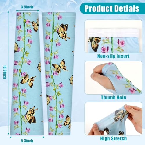 Image of Bebila Gardening Sleeves for Women Farm UV Sun Protection Anti-Scratch Cooling Sleeves with Thumb Hole Arms Cover Outdoors