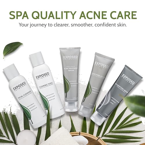 Exposed Skin Care Acne Treatment Kit - Includes Facial Cleanser, Clearing Tonic, Acne Treatment Serum, Clear Pore Serum, Clarifying Mask, Cloth - Natural Acne Solution for Face, All Ages & Skin Types 2 Exposed Skin Care Acne Treatment Kit - Includes Facial Cleanser, Clearing Tonic, Acne Treatment Serum, Clear Pore Serum, Clarifying Mask, Cloth - Natural Acne Solution for Face, All Ages & Skin Types
