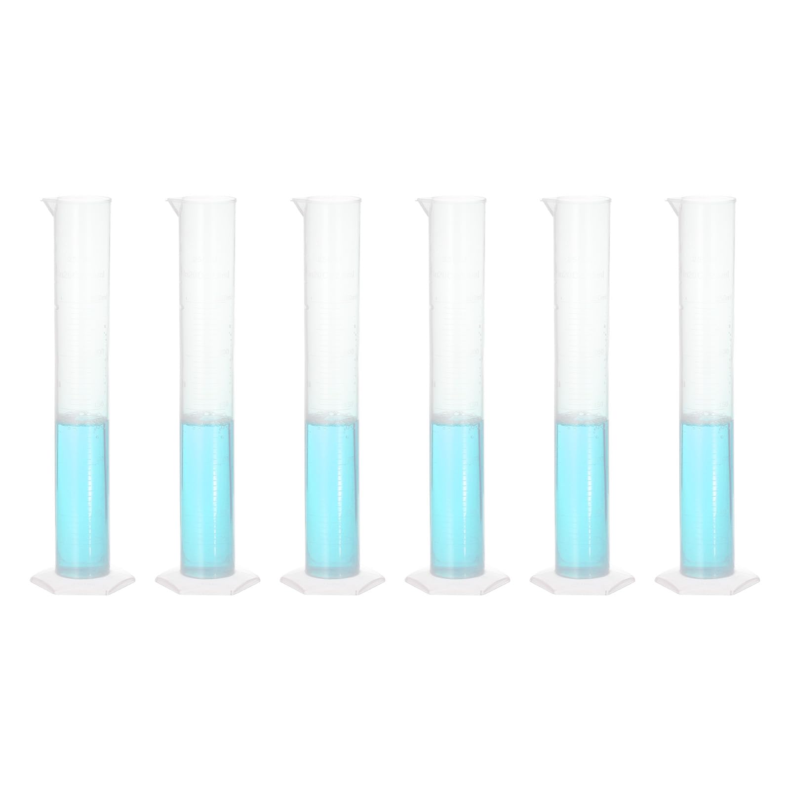 PATIKIL 250ml PP Plastica Cilindro Graduato 6 Pacco Esagonale Base Bianco Graduazione Misurazione Cilindro per Laboratorio Casa Utilizzo Trasparente Bianco