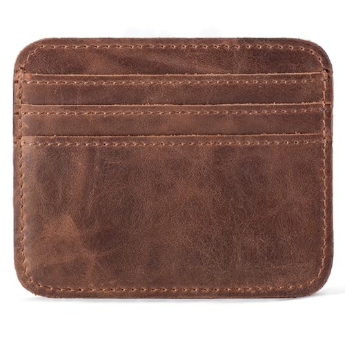 Snakehive - Card Wallet for Men and Women - Minimalist Style Genuine Leather Slim Card Holder Handmade in Europe (Brown)4