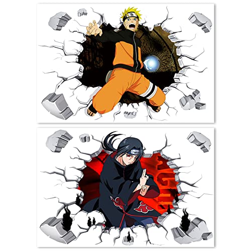BESTZY Naruto Muraux Autocollants, 3D Effect Autocollants, Naruto Autocollant Mural 3D Décoratif Enfants Mural Sticker Créatifs Amovible Muraux Autocollants pour Enfants Chambre, Salle de Séjour
