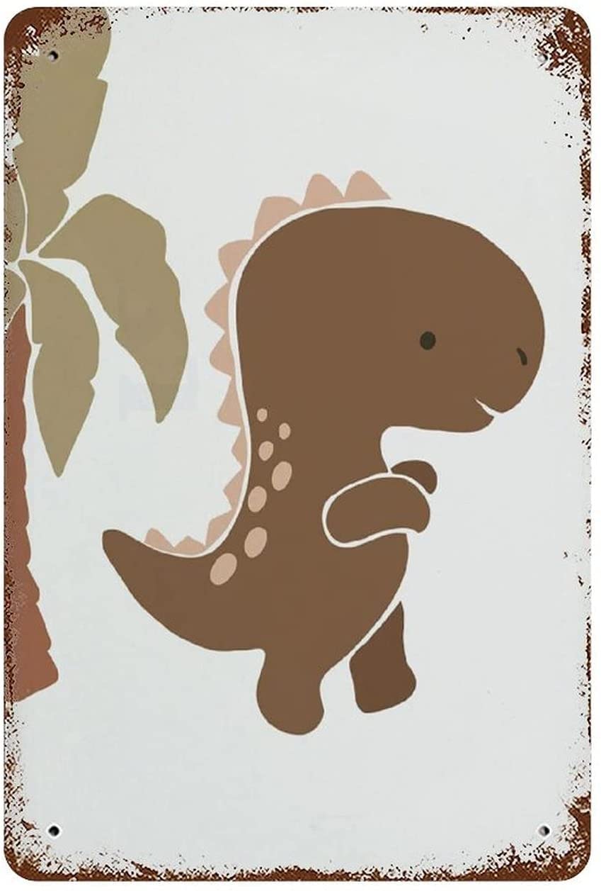 Dinosaur Metal Poster -Metal Tin Sign Vintage Coffee Wall Coffee Bar Decor Tin Sign Wall Decoration 12x8inch