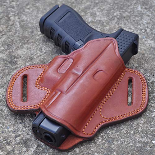 Ottoza Handmade Leather Gun Holster Glock (17/19/19X/23) Right Handed Glock 19 Holster Owb - Glock 19X Holster Owb - Glock 17 Holster Owb - Glock 23 Holster Owb Brown Full Grain Leather No:243