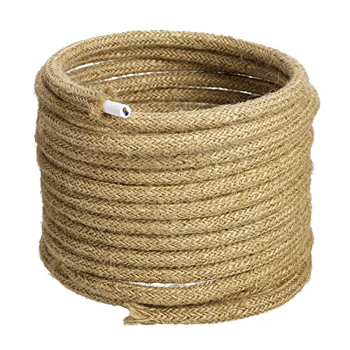 GreenSun LED Lighting 10m Fil électrique Corde, 2 Cœurs marron clair Linge de Câble d'éclairage de Corde Vintage Fil de cuivre recouvert Rétro Tressé Industriel Corde pour DIY Pendentif Lampe