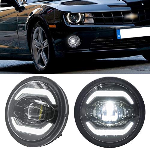 Camaro DRL Led Fog Light Kit - NSLUMO LED Halo Fog Lights Daytime Running Driving Lamp for 2010-2013 Chevy Camaro Super Bright Halo DRL Led Round Fog Lights