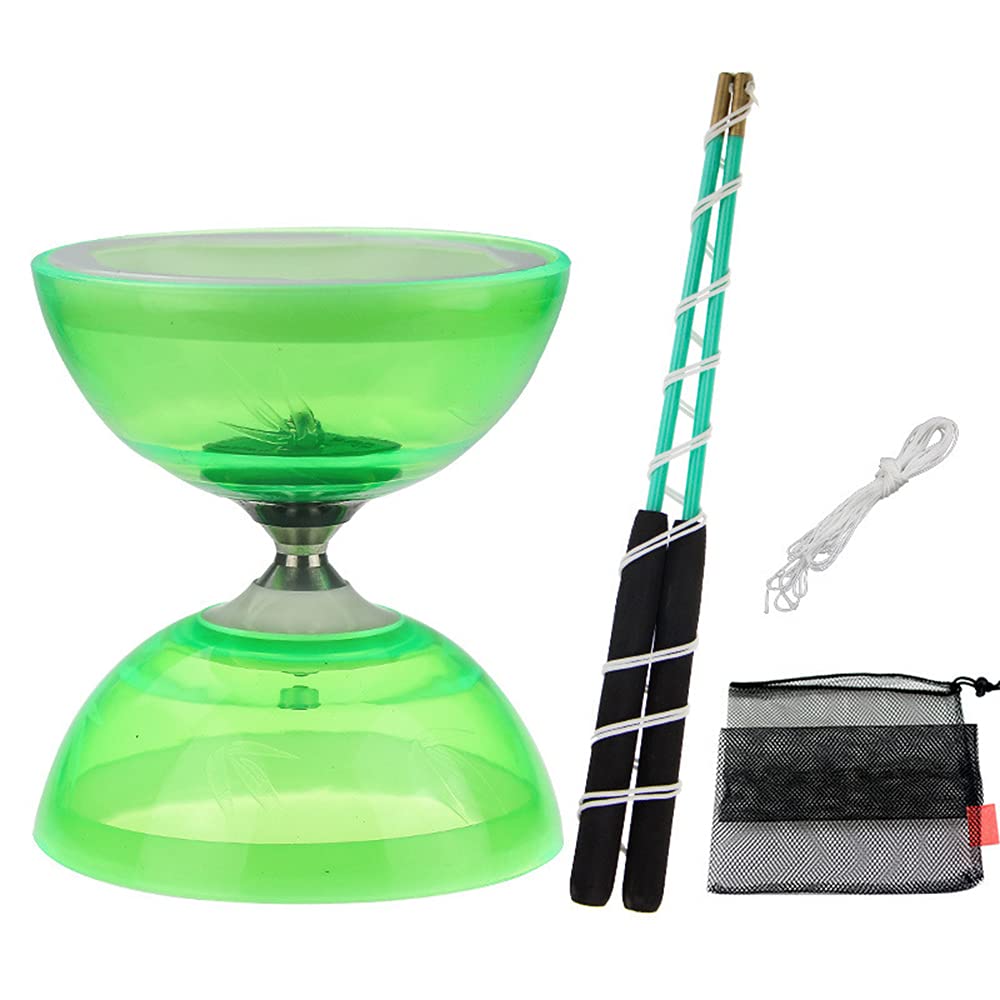 Triple Bearing Diabolo Set with Spare 10m Rope, 2 Professional Pole and Net Bag, 4 Colors Option