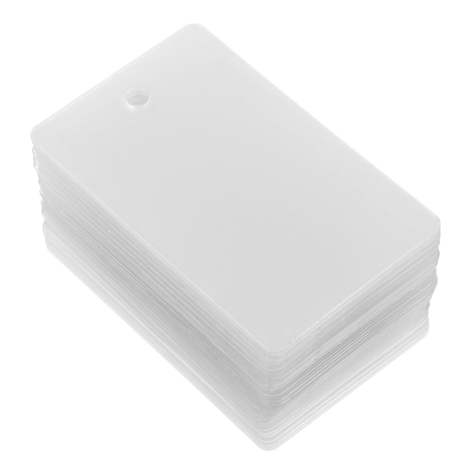 FUNOMOCYA 50pcs Blank PVC Hang Tags Sturdy Plastic Retail Tags Pre-Punched Holes for Easy Display