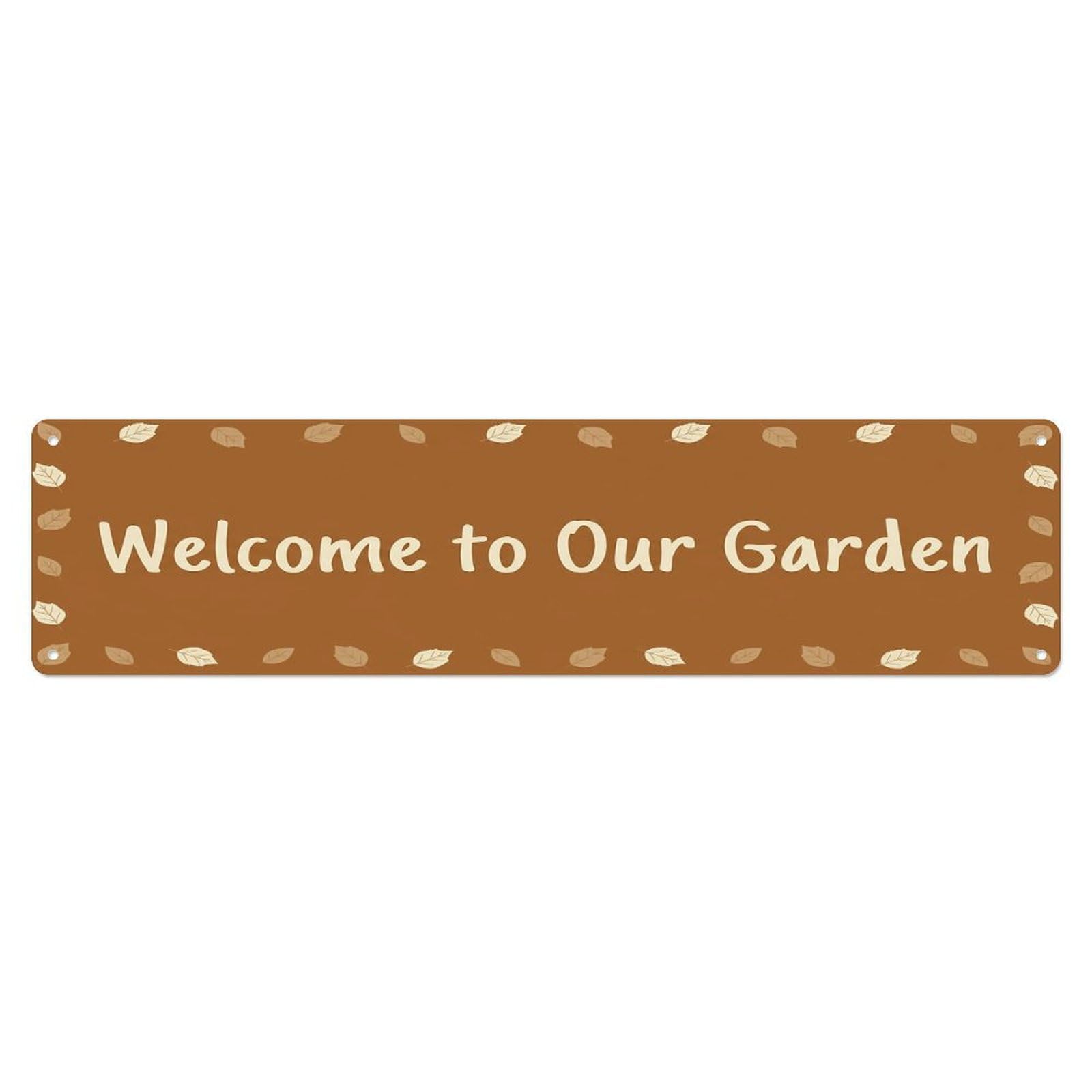 Vintage Welcome to Our Garden Hazelnut Metal Tin Sign
