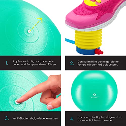 KESSER® Gymnastiekbal met luchtpomp, dikke yogabal, BPA-vrij, zitbal, kantoor, anti-burst als fitness, yoga, core… - Image 3