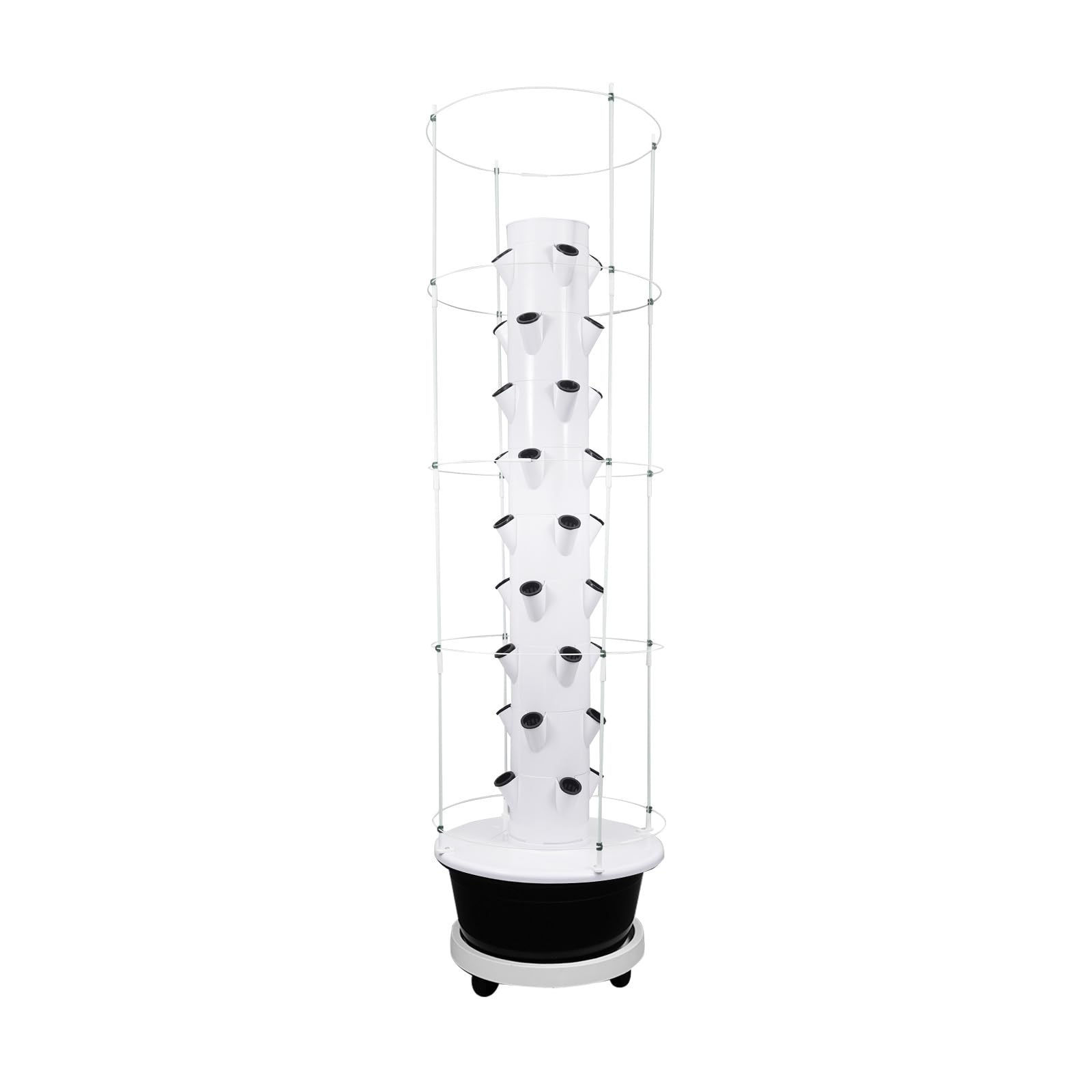 Hydroponic Tower Garden Kit de culture de jardin 36 trous avec cadre de support d'escalade, pompe submersible et minuterie pour fleurs, légumes, légumes à feuilles, herbes (réservoir d'eau