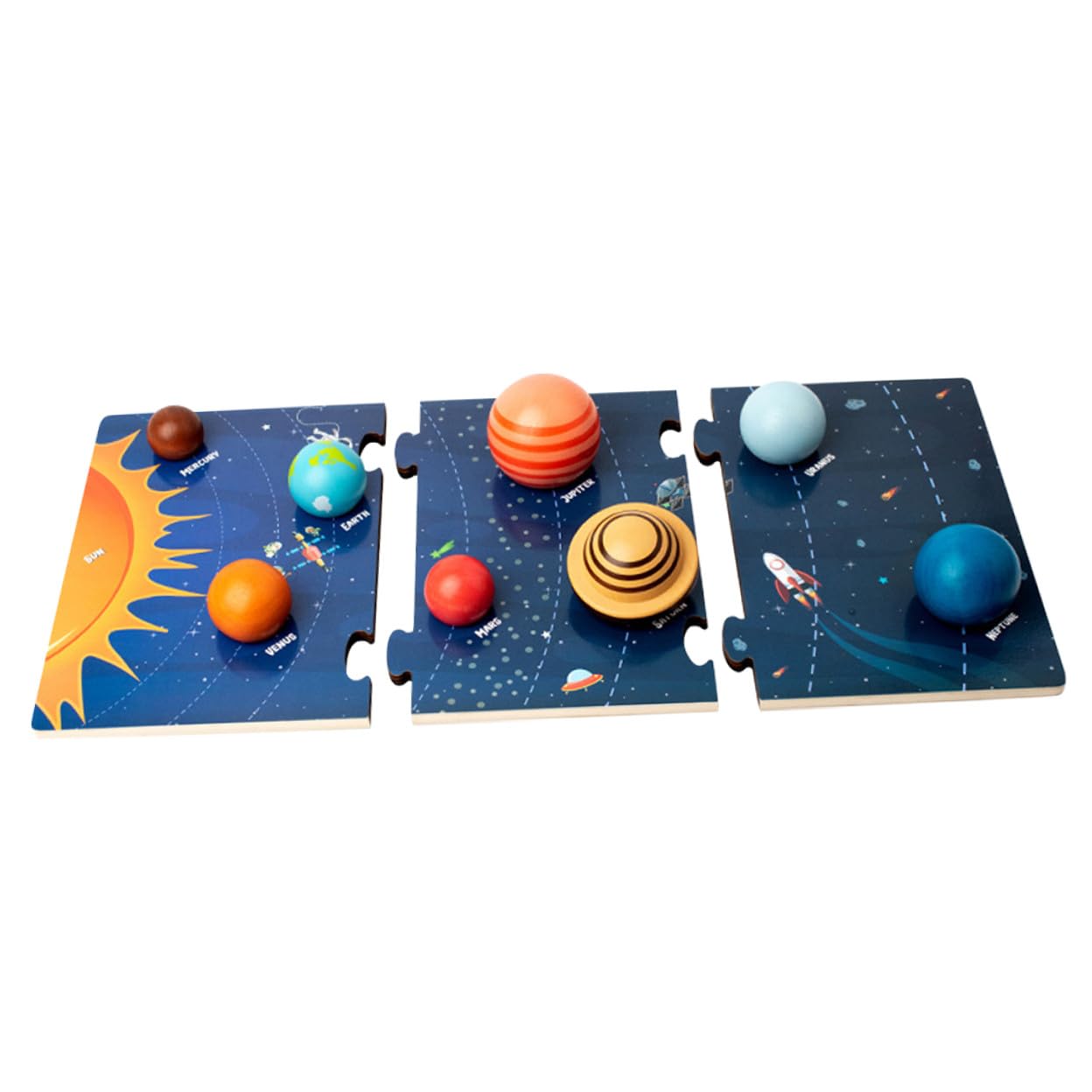 Rompecabezas de Planetas Montessori de Madera 1 Juego para Niños