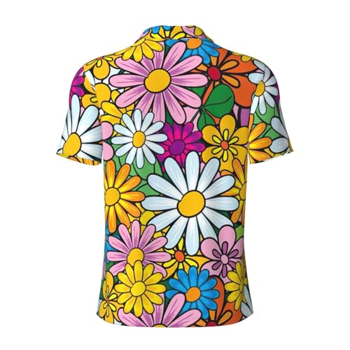 Polo respirant homme grande taille 3XL confortable à fleurs imprimées - 5