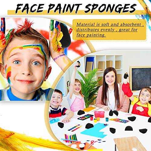 24 Pcs Face Paint Sponge Petal Face Painting Sponges High Density Face Painting Supplies For Kids Adults Art Work Makeup Body Paint (Black, Oval, Semicircular) #TOP3