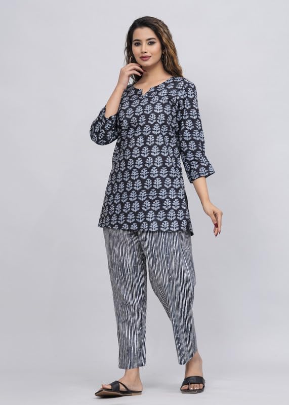 Image of Cotton Printed Night Suit for Women's Shirt and Pyjama Set Sleep wear Set for Womens and Girls