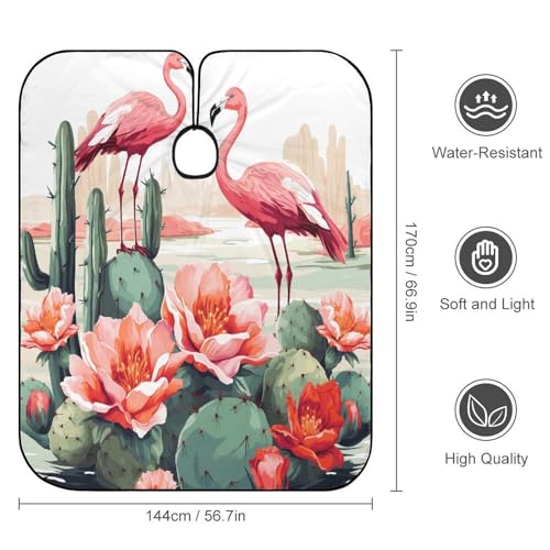 Capa de peluquería Cactus Flamingo Rose Flowers para adultos miniatura 2