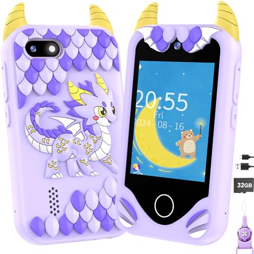 Kids Smart Phone for Girls Gifts - Toddler Christmas Birthday Gift for Age 3 4 5 6 Year Old, Kids Cell Phone Toy with Touchscreen, Dual Cameras, Learning, Music Player, Games with 32 GB Card