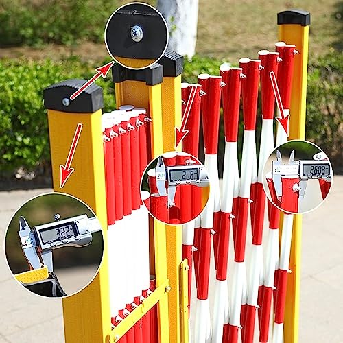 Barrera Plegable portátil con Ruedas, Valla de tráfico retráctil para Control de multitudes, Barrera roja Flexible (1,2 x 4 m) - Ideal para Eventos, Festivales y segurida