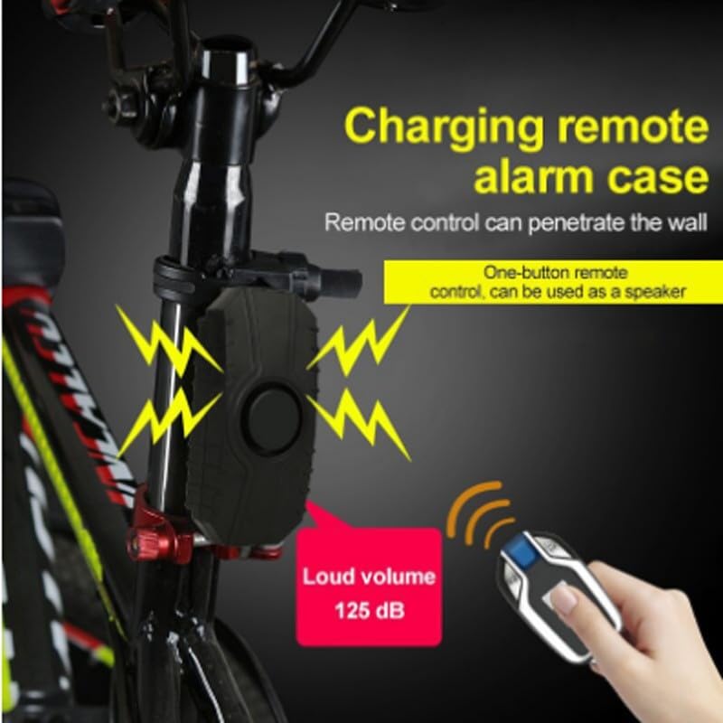 Kabelloser Fahrradalarm mit Vibrationssensor, 113dB Anti-Diebstahl-Sirene, IP55 Wasserdicht USB Wiederaufladbare Sicherheitsvorrichtung für Motorrad E-Bike, 7-stufige Empfindlichkeit