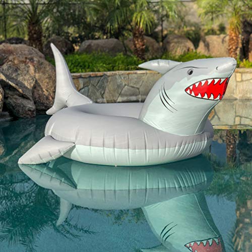Image of GoFloats Great White Bite Shark Party Tube Inflatable Raft - Fun Pool Float for Adults and Kids