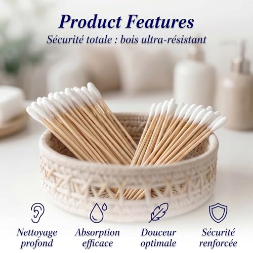 QTORCHE Coton Tige Chien, Nettoyage Oreilles Chien, 200 Bâtonnets de Coton pour Animaux de Compagnie, 15cm et 12cm, Grande Tête en Coton et Manche en Bois, Hygiène pour Chien et Chat. – vue 7