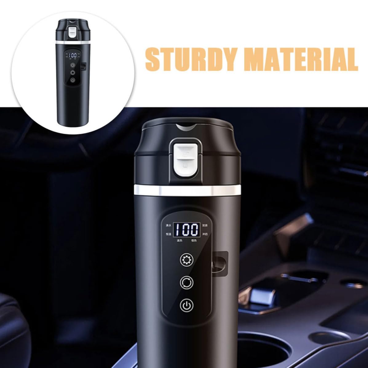 Hervidor de Agua Portátil para Coche 500ml, Acero Inoxidable