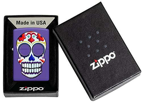 Encendedor Zippo diseño Skull morado mate bolsillo miniatura 5