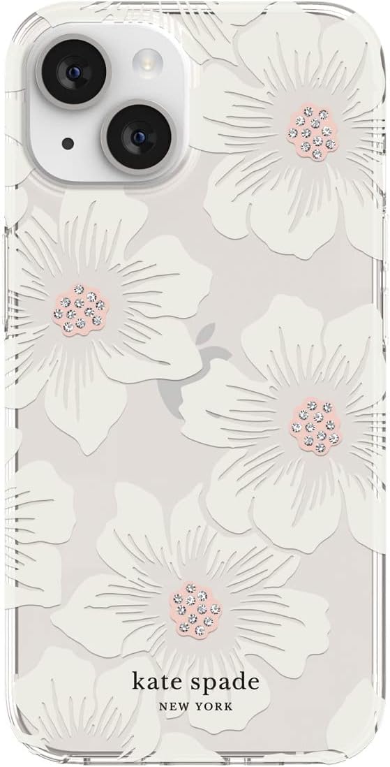Kate Spade New York Protective Hardshell Case Compatible with Apple iPhone 14 - Hollyhock Floral Clear [KSIPH-222-HHCCS]